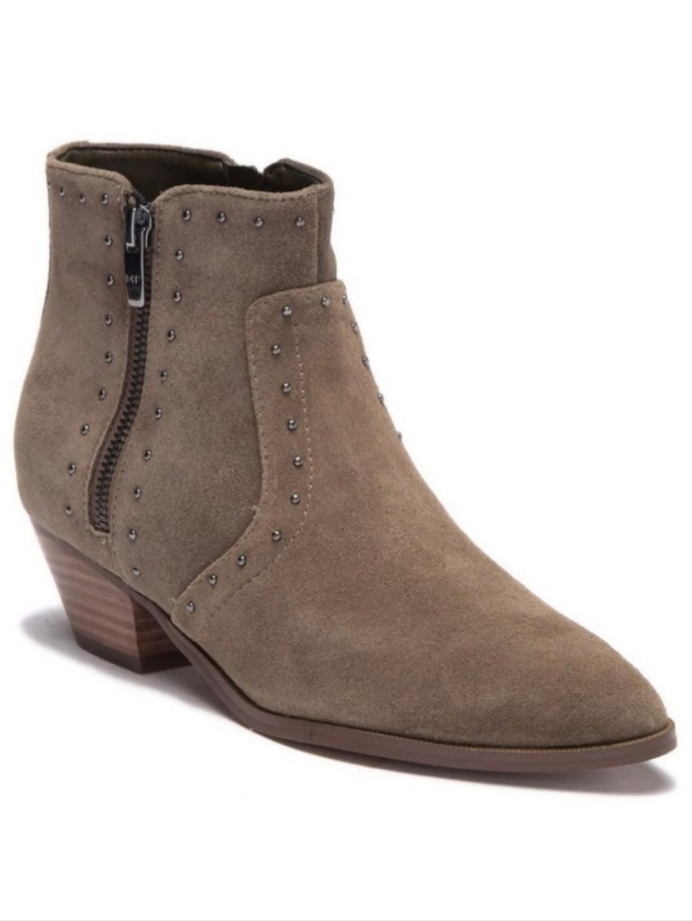 MARC FISHER Wanida Tan Suede Leather Studded Ankle Boots Western Size 8.5